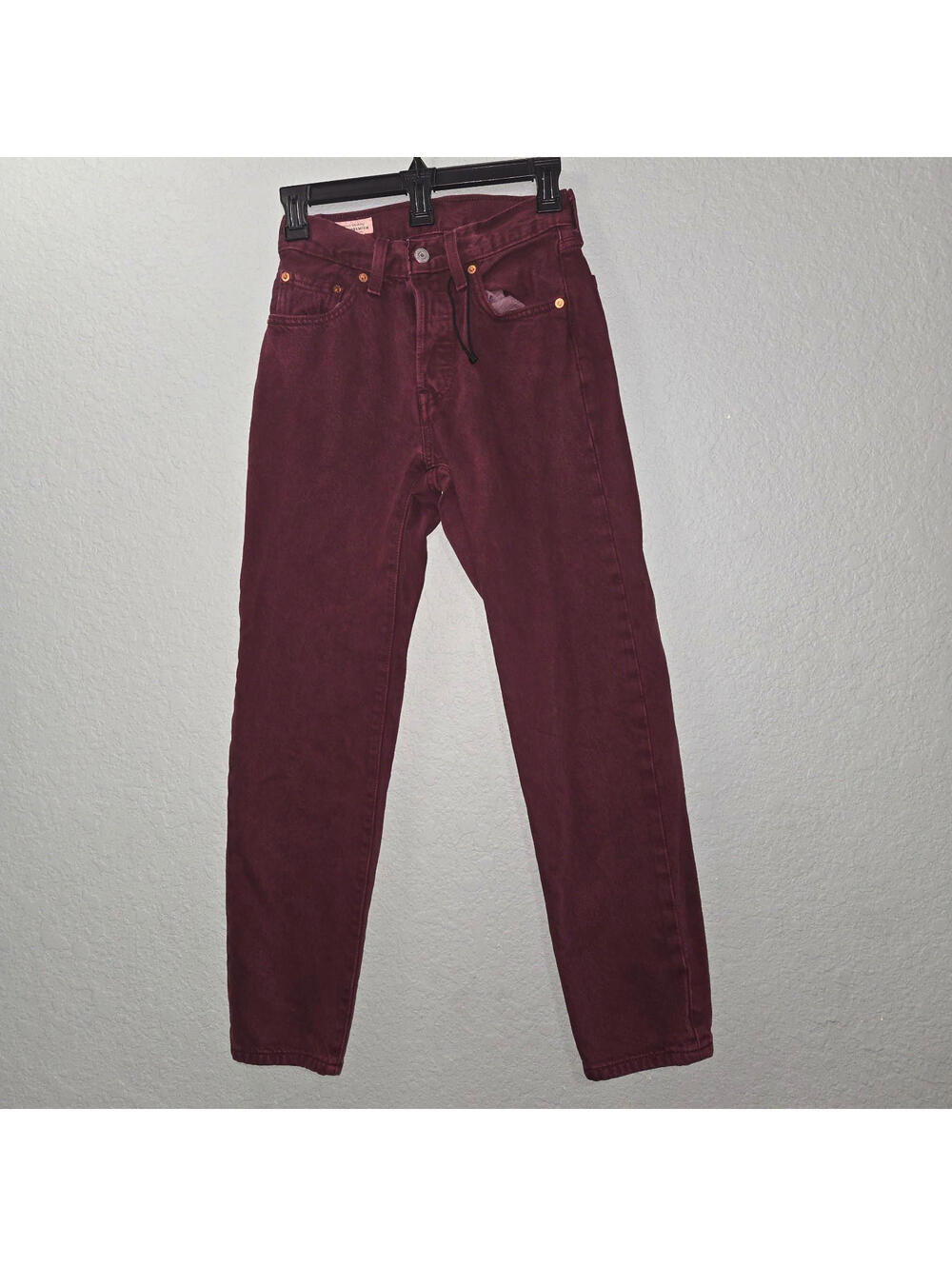 Levi's Premium 501 S Skinny High Rise Burgundy Red Jeans Womens Size 26" x 27"